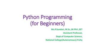 Python Programming for Beginners | PPT
