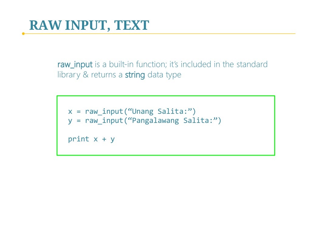 Python Programming - II. The Basics