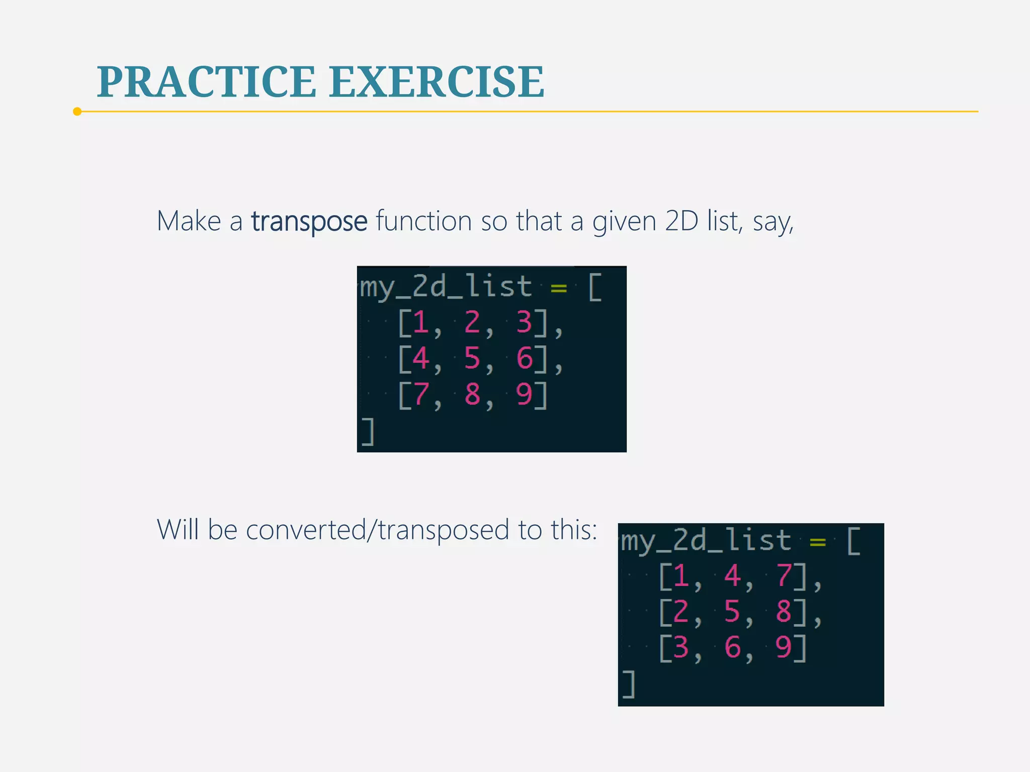 Operator Description 
f(parameters) 
Function Call 
x.f(parameters) 
Method Call 
x[index] 
Read from an Element 
x[index] 
= 
value 
Write to an Element 
x[start:end] 
Slicing/Copying 
(value, 
…) 
Tuple Expression/Packing 
[value, 
…] 
List Expression 
{key:value, 
…} 
Dictionary Expression 
END NOTES 
83 
 