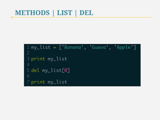 METHODS | LIST | DEL 
62 
 