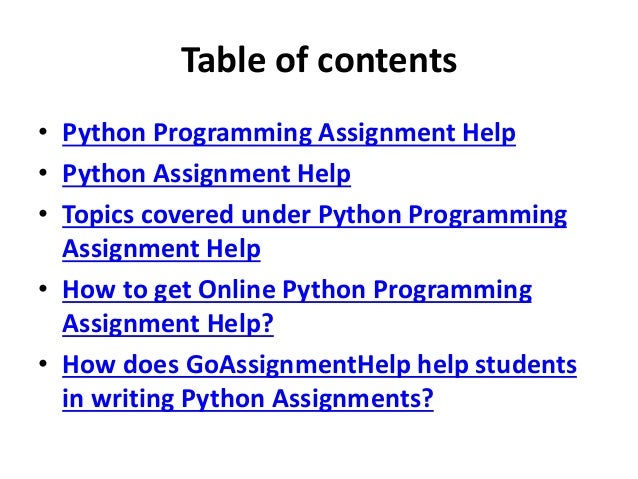 assignments for python