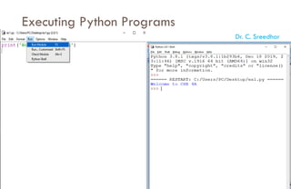 Executing Python Programs
Dr. C. Sreedhar
 