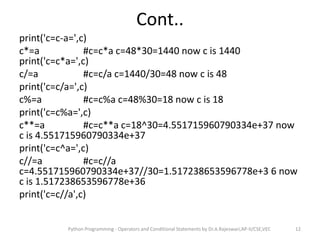 Operators and Control Statements in Python | PPT