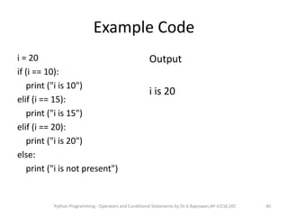 Operators and Control Statements in Python | PPT image.