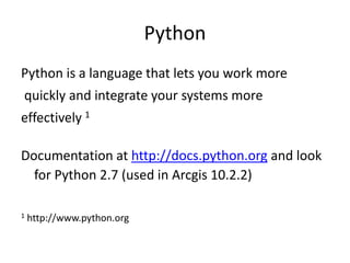Python Programming for ArcGIS: Part I | PPT