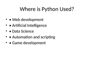 introduction to python for programming using python | PPTX