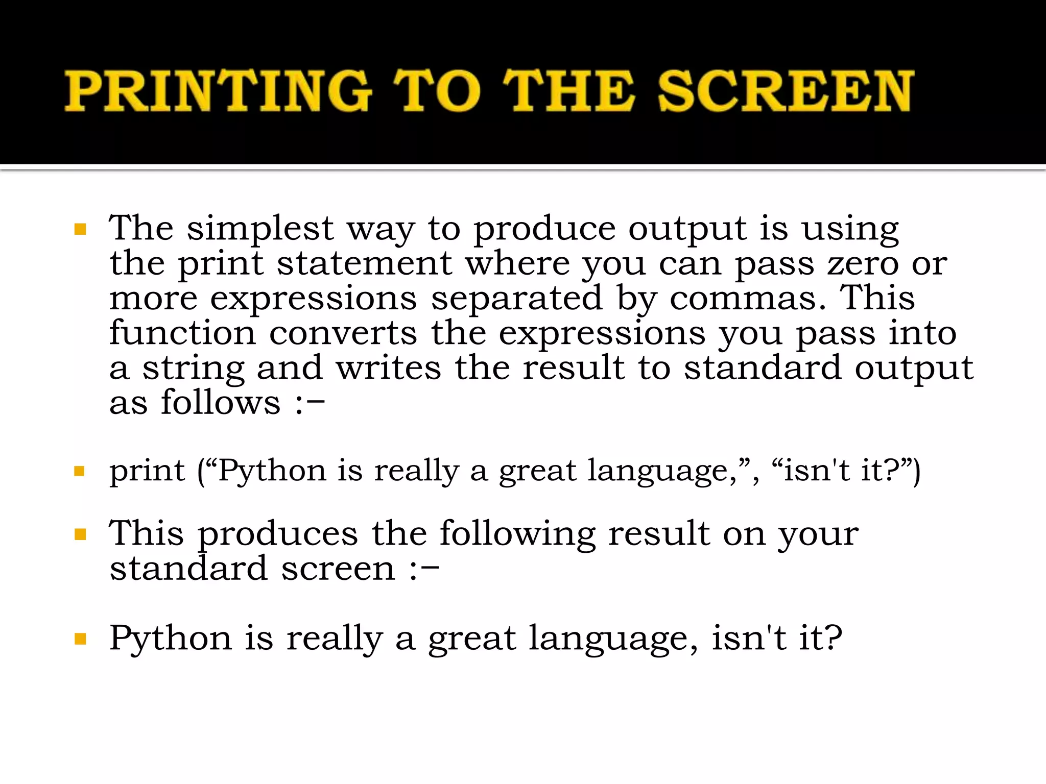 Python programming lanuguage | PPT
