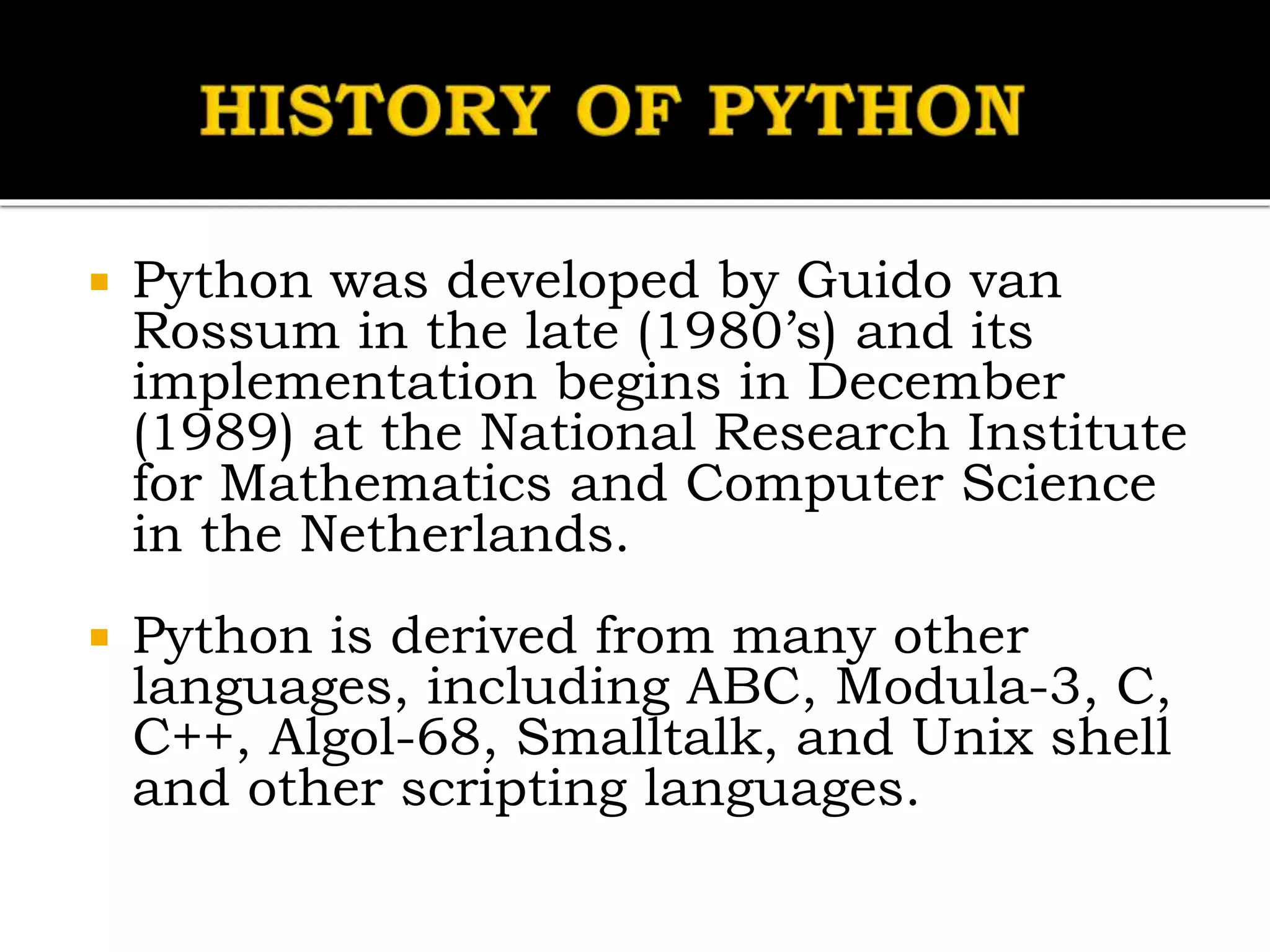 Python programming lanuguage | PPT