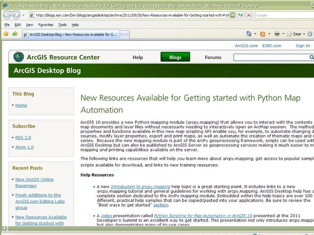 ArcGIS Python Programming (3Nov11) | PPT