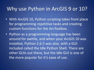 ArcGIS Python Programming (3Nov11) | PPT