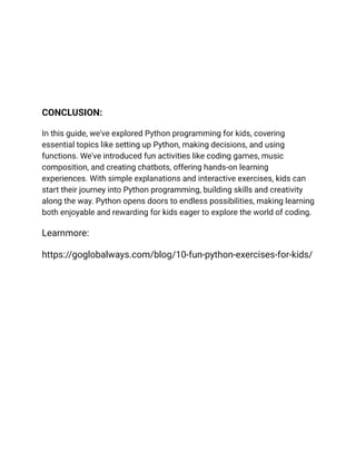 Python Programming for Kids: A Beginning Guide for Coding Students. | PDF