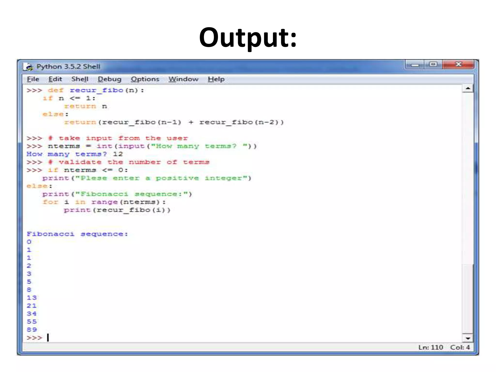 Output:
 