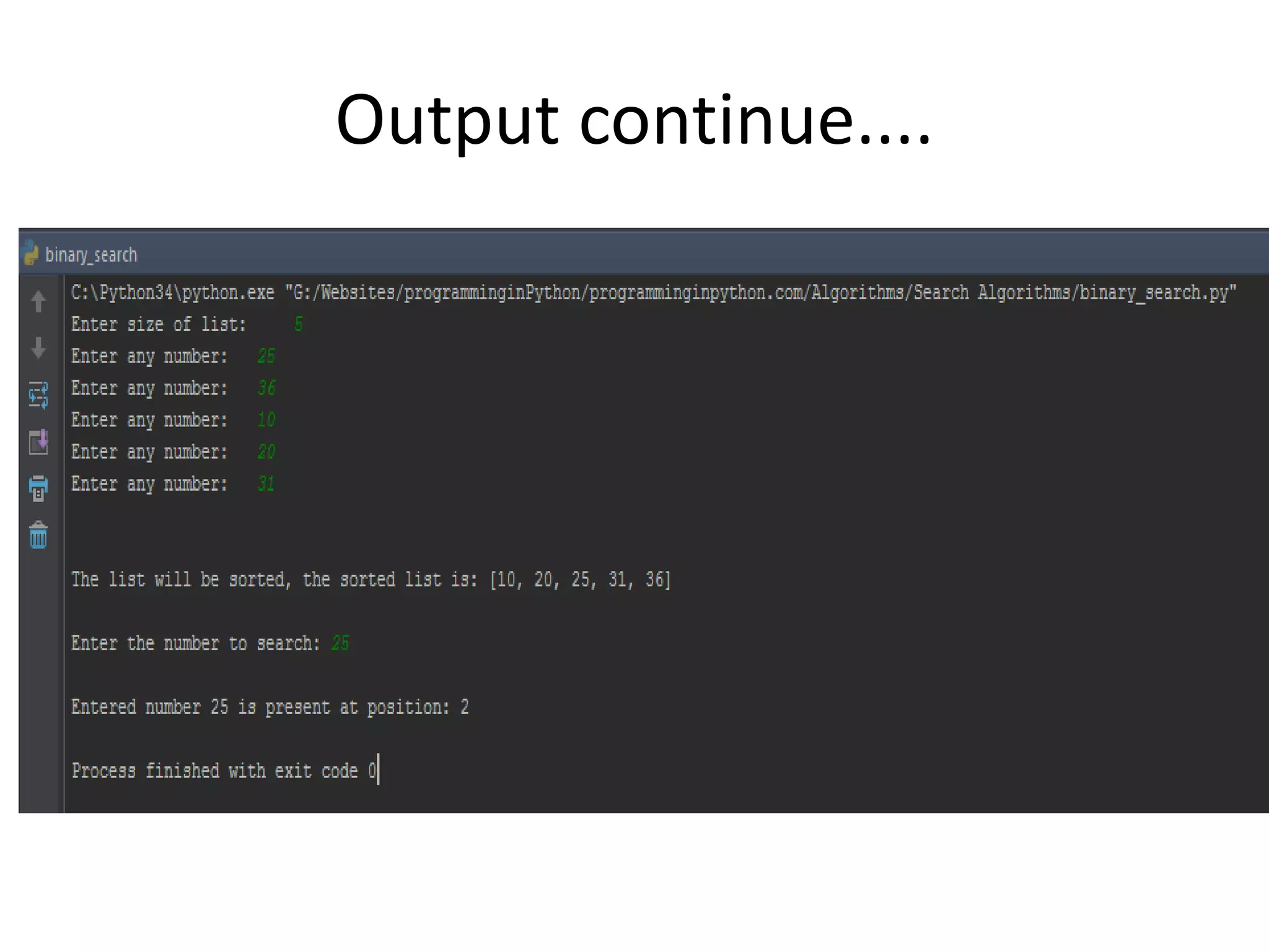 Output continue....
 