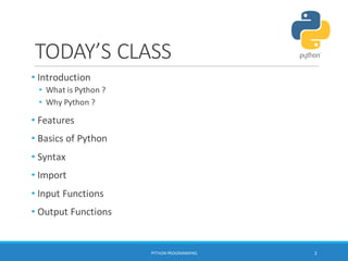 Python programming Workshop SITTTR - Kalamassery | PDF