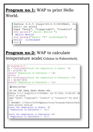 PYTHON PROGRAMS | PDF