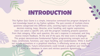 Python Mini Project: Command-Line Quiz Game for School/College Students ...