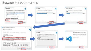 ②VSCodeをインストールする
デフォルトでOK
説明では「Codeで開く」を追加
 