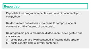 Reportlab Corso Python avanzato - ForDataScientist 01 | PDF