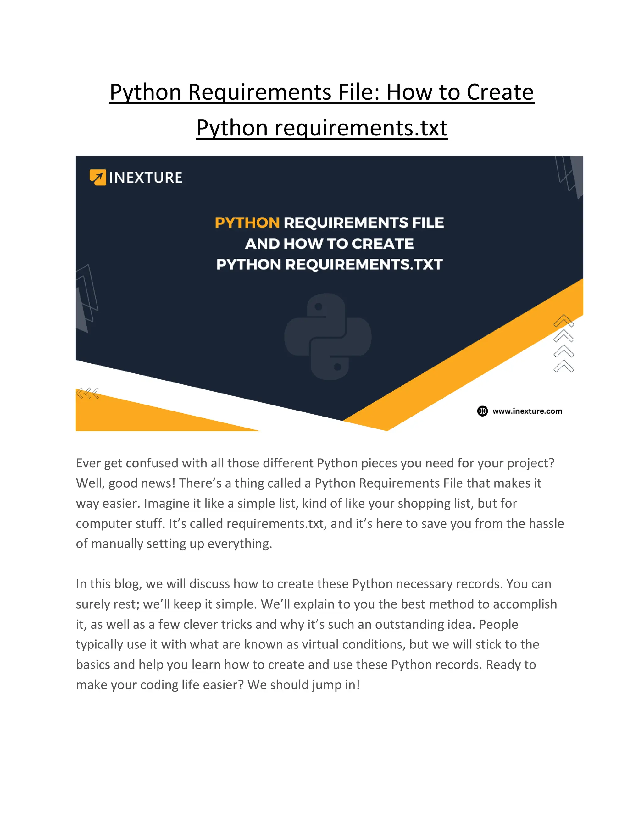 How To Create Python Requirements.txt