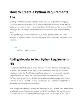 Python Requirements File How to Create Python requirements.txt