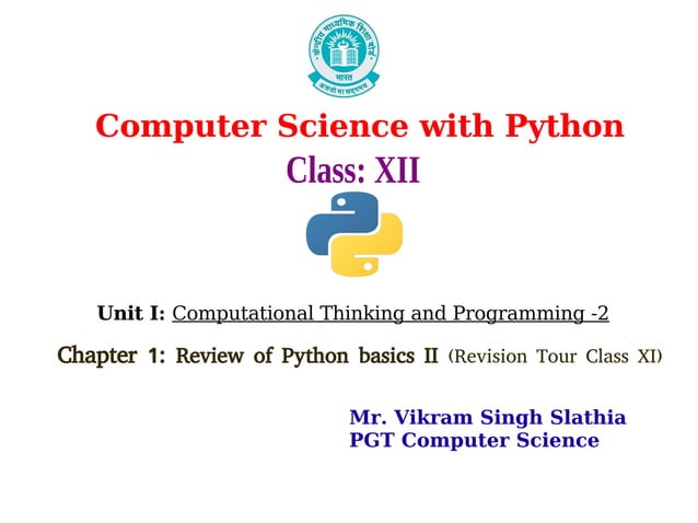 Python revision tour II | PPT