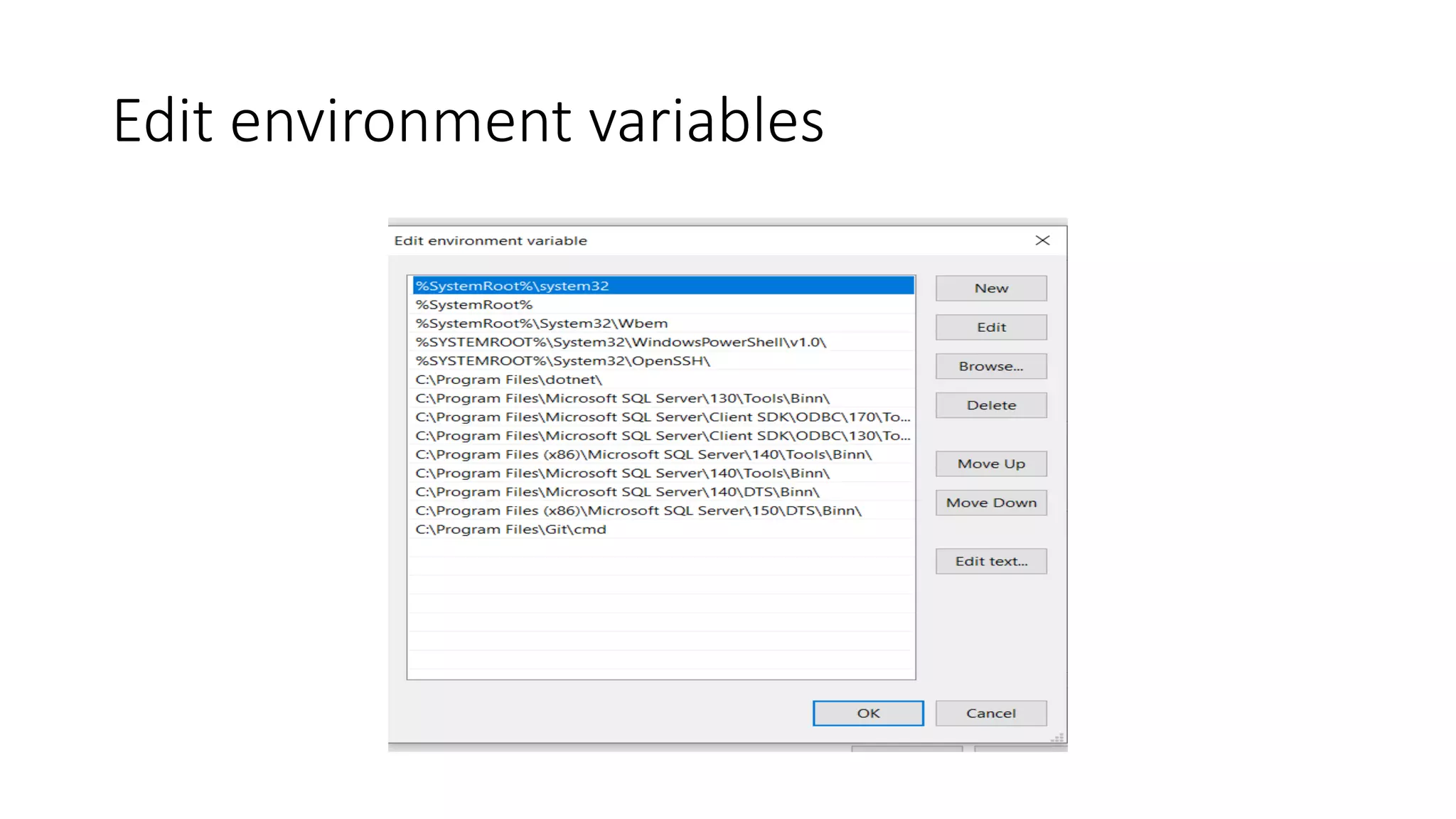 Edit environment variables