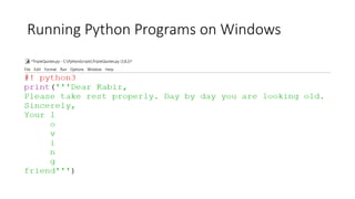 Running Python Programs on Windows
 