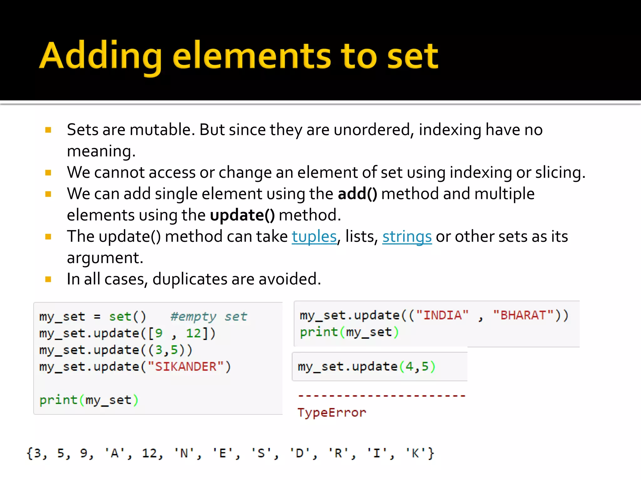 Python set | PPT | Free Download