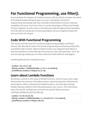 Python’s filter() function An Introduction to Iterable Filtering | PDF