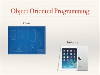 Object Oriented Programming
Class

Instance

 