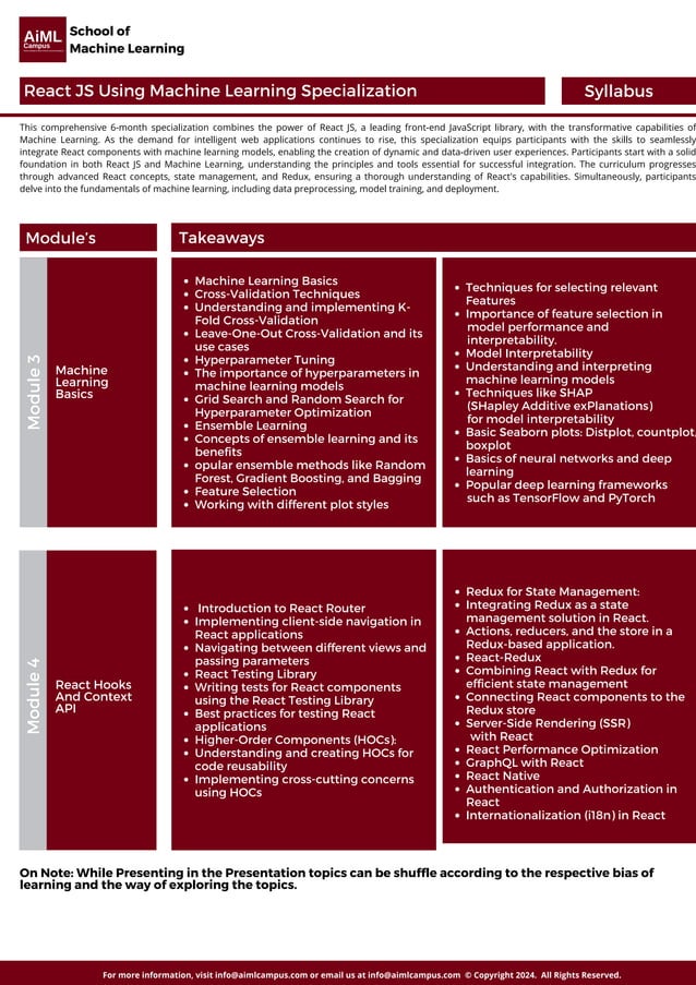 AiML Campus React JS Using Machine Learning | PDF | Web Development ...
