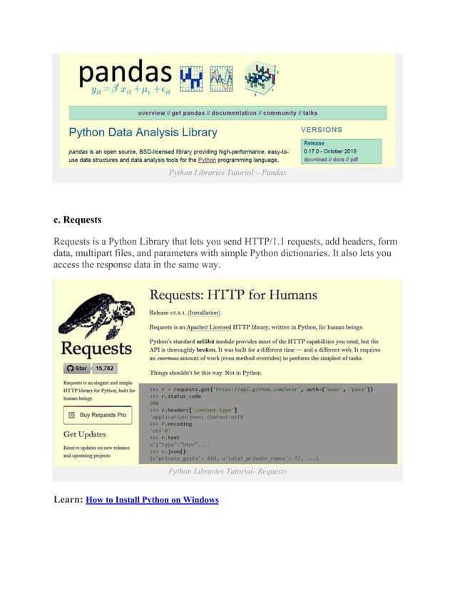Python standard library & list of important libraries | PDF