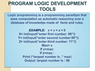PROGRAM LOGIC DEVELOPMENT
TOOLS
EXAMPLE:
 