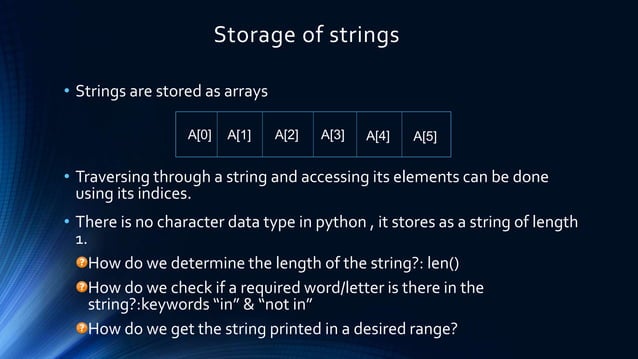 Python strings presentation | PPTX | Programming Languages | Computing