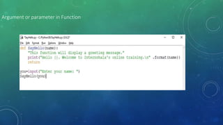 Argument or parameter in Function
 