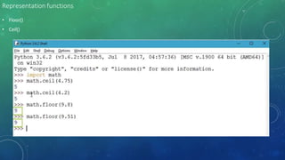 Representation functions
• Floor()
• Ceil()
 