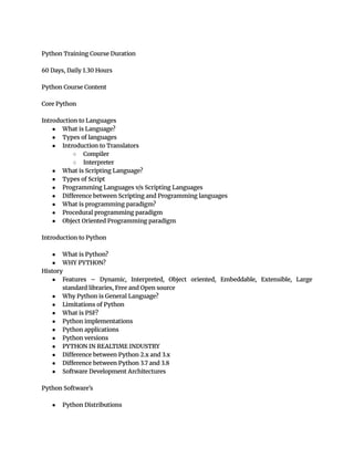 Python Training by Naresh IT - Learn from Scratch | PDF