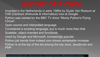 Python | What is Python | History of Python | Python Tutorial | PPT