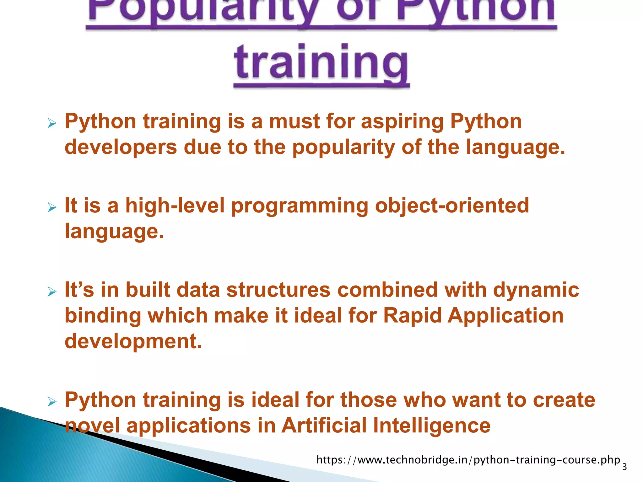 Python training would help create innovations in the field of ...