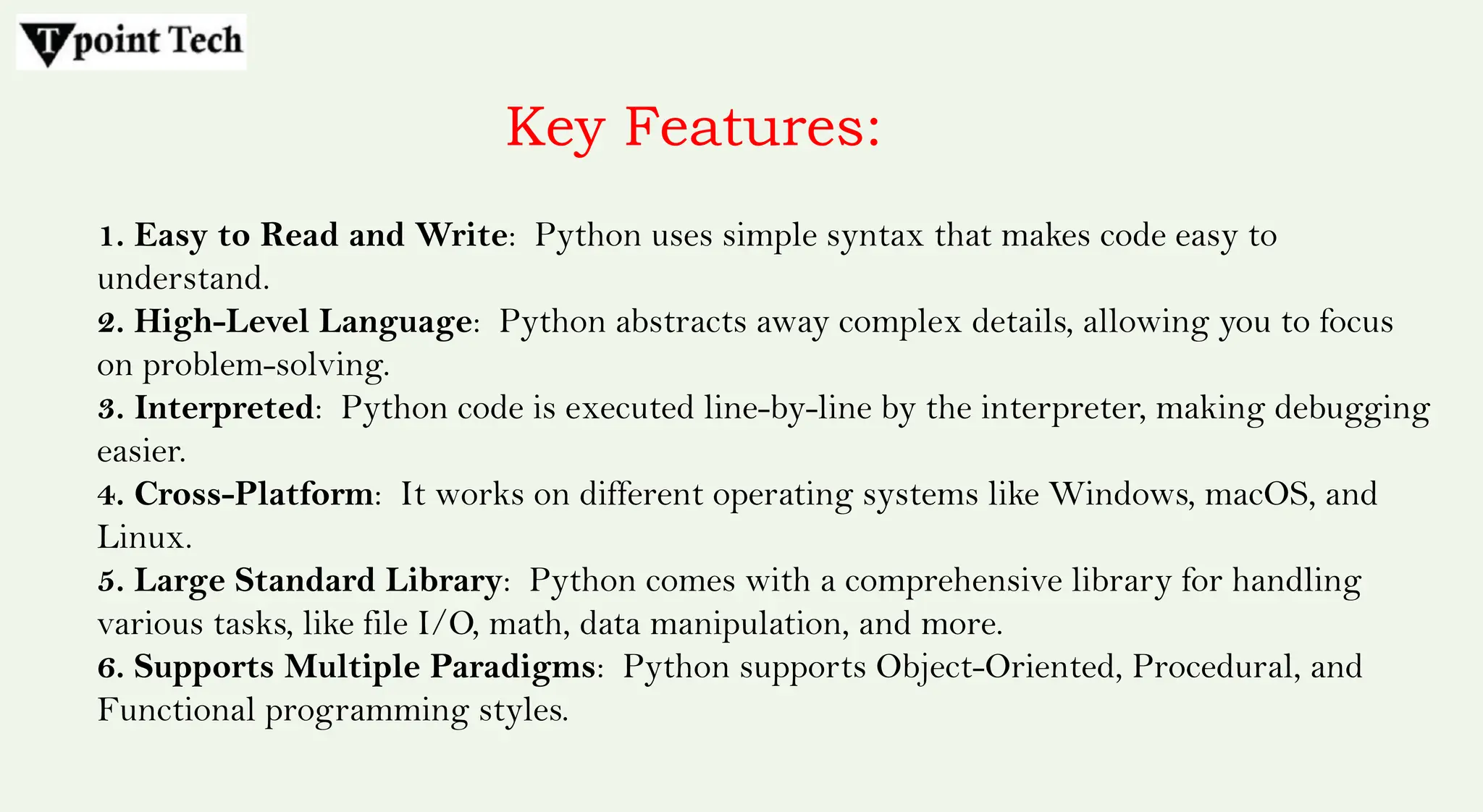 Online Python Tutorial 2025 - Tpoint Tech | PPTX