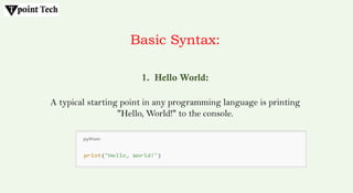 Online Python Tutorial 2025 - Tpoint Tech | PPTX