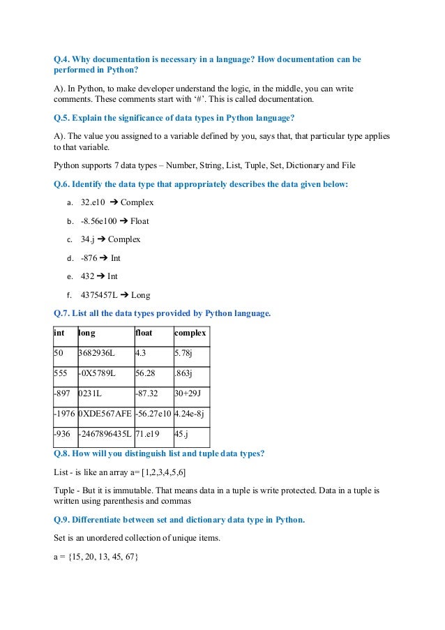 Python Tutorial Questions Part 1 Python Tutorial Questions Part 1