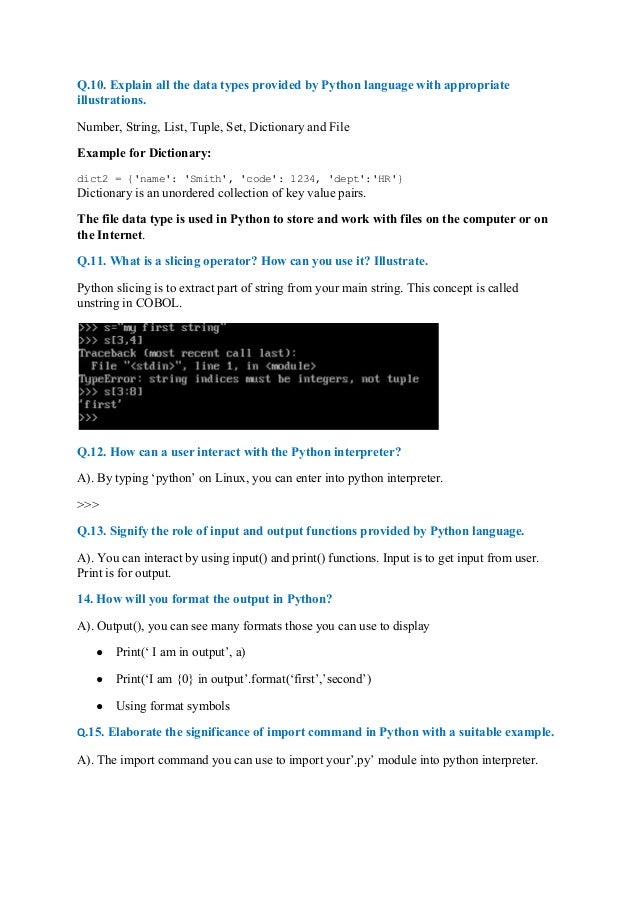 Python Tutorial Questions part-1
