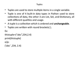 Comprehensive Guide to Python Data Types and Sequences | PPTX