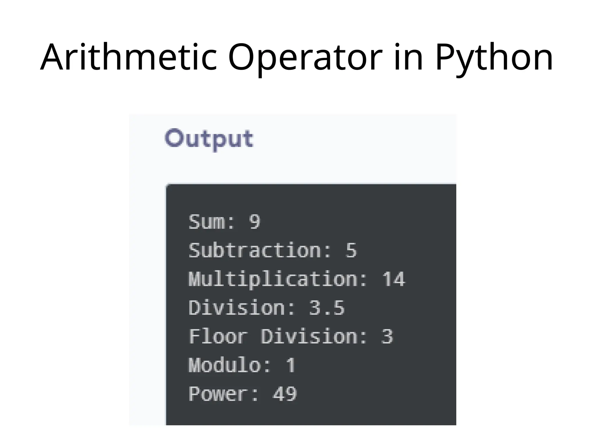Arithmetic Operator in Python