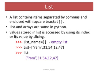 Python unit 2 as per Anna university syllabus | PPT