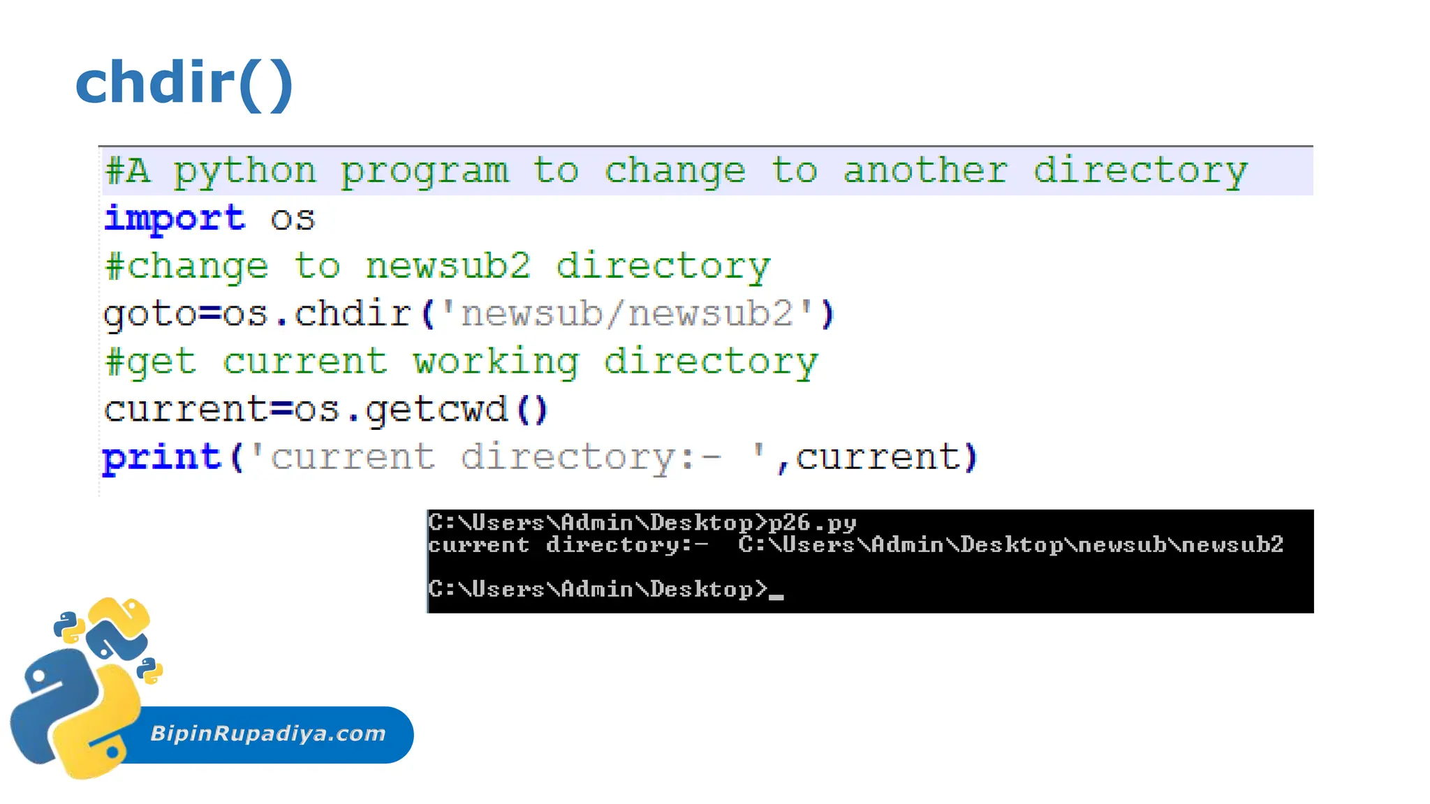 BipinRupadiya.com
chdir()
 