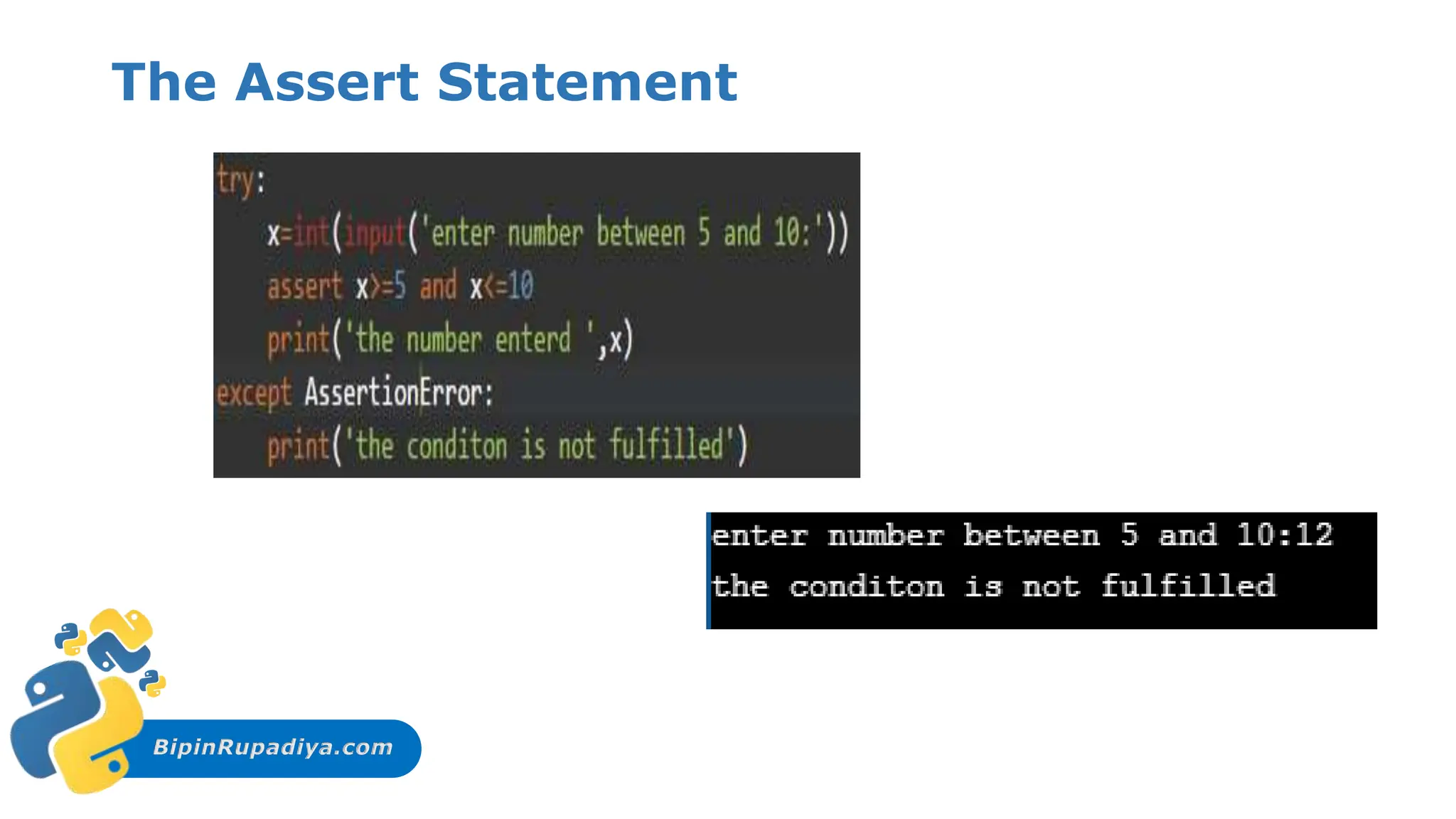 BipinRupadiya.com
The Assert Statement
 