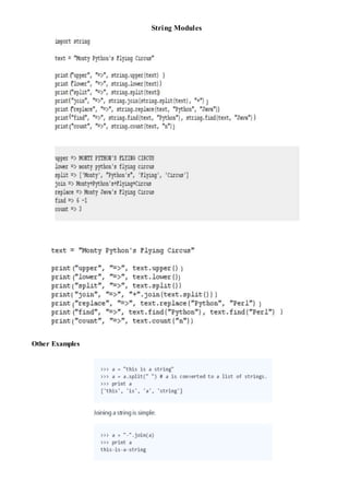 String Modules
Other Examples
 
