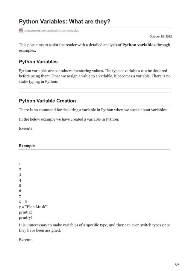 Python Variables | PDF | Programming Languages | Computing